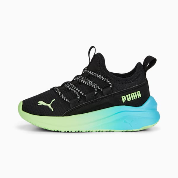 Tenis para infantes One4All Fade, PUMA Black-Fizzy Lime-Bright Aqua, extralarge