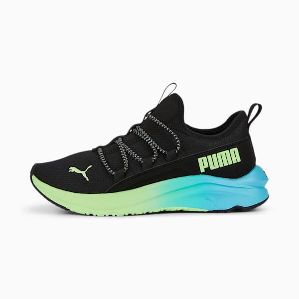SOFTRIDE One 4 All Fade Youth Shoes, PUMA Black-Fizzy Lime-Bright Aqua, extralarge-IND