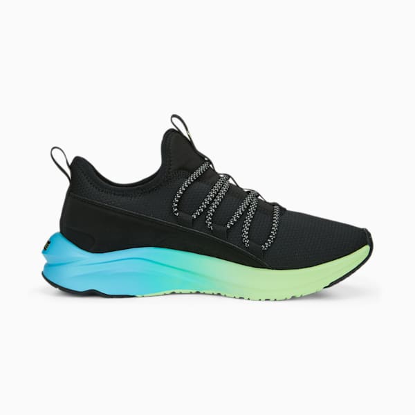 SOFTRIDE One 4 All Fade Youth Shoes, PUMA Black-Fizzy Lime-Bright Aqua, extralarge-IND