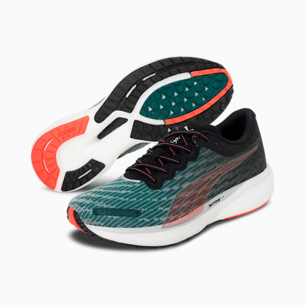 PUMA x one8 Deviate Nitro 2 Men's Running Shoes, Varsity Green-Lava Blast, extralarge-IND