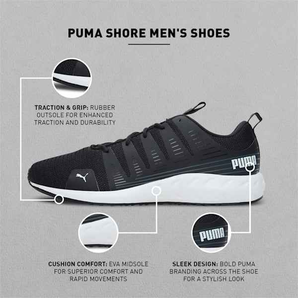 Shore Men's Running Shoes, PUMA Black-PUMA White, extralarge-IND