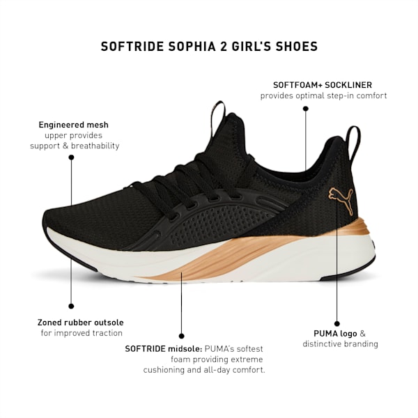 SOFTRIDE Sophia 2 Girl's Shoes, PUMA Black-PUMA Gold-Warm White, extralarge-IND
