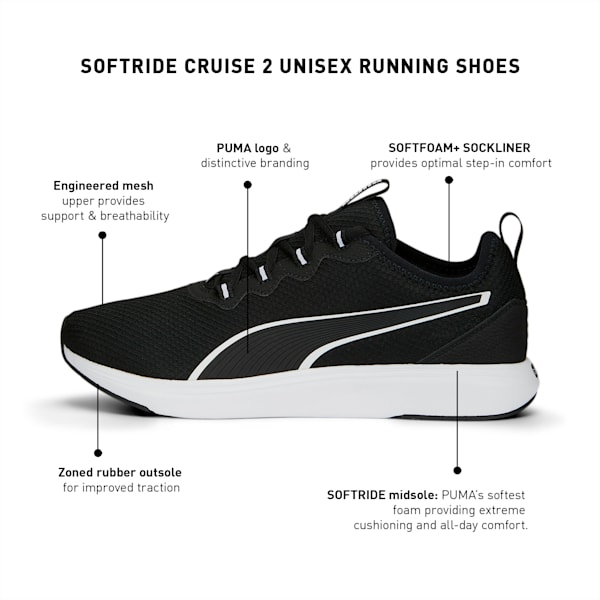 SOFTRIDE Cruise 2 Running Shoes, PUMA Black-PUMA White, extralarge-IND