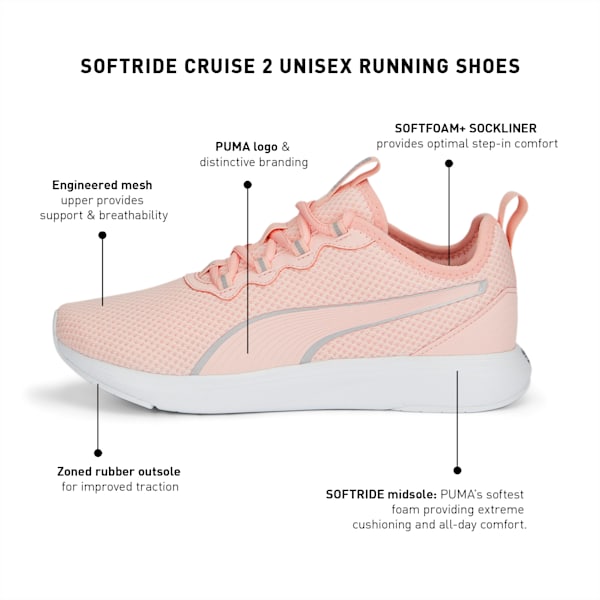 SOFTRIDE Cruise 2 Unisex Running Shoes, Rose Dust-PUMA Silver, extralarge-IND