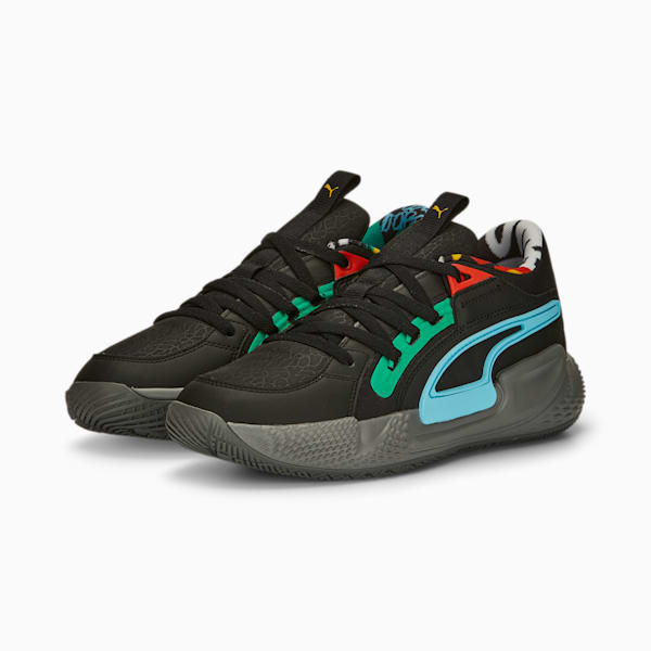 Court Rider Chaos Block Party Basketball Shoes, PUMA Black-Cast Iron, extralarge