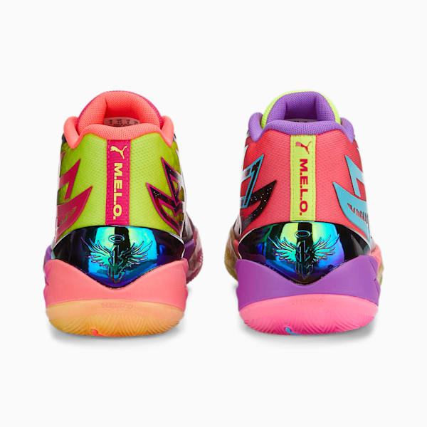 PUMA x LAMELO BALL MB.02 Be You Men's Basketball Shoes, Purple Glimmer-Safety Yellow-Pink Glo-Sunset Glow-PUMA Black