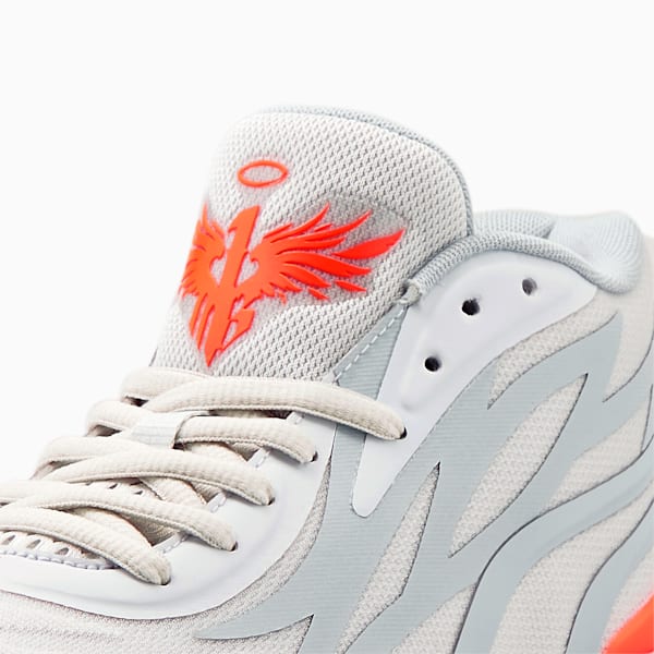 Zapatos de básquetbol PUMA x LAMELO BALL MB.02 Gorangé para hombre, Platinum Gray-Ultra Orange