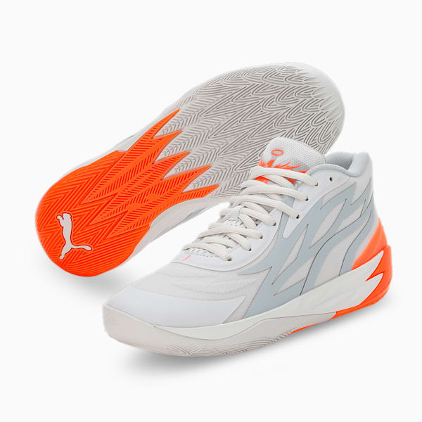 PUMA x LAMELO BALL MB.02 Gorangé Basketball Shoes, Platinum Gray-Ultra Orange, extralarge-IND