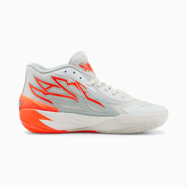 Zapatos de básquetbol PUMA x LAMELO BALL MB.02 Gorangé para hombre, Platinum Gray-Ultra Orange