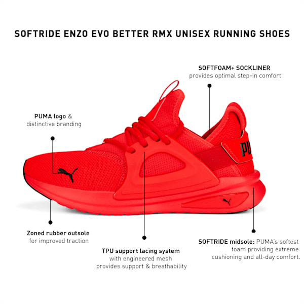 SOFTRIDE Enzo Evo Better Rmx Unisex Running Shoes, High Risk Red, extralarge-IND