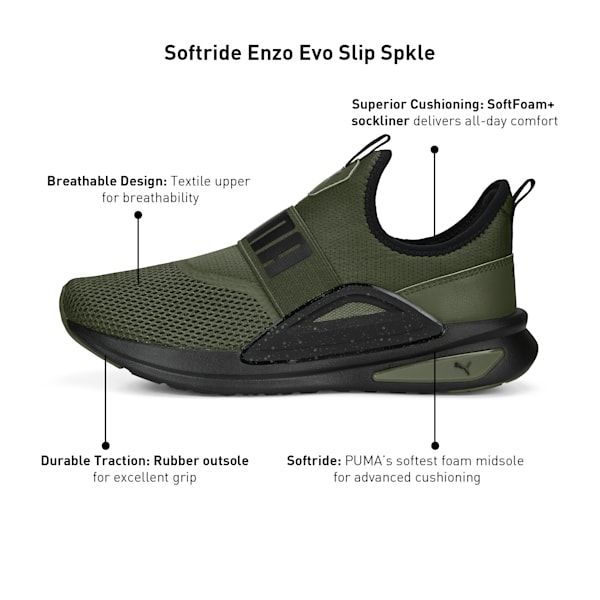 SOFTRIDE Enzo Evo Slip Spkle Shoes, Green Moss-PUMA Black, extralarge-IND