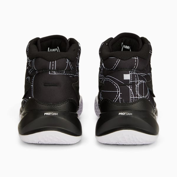 メンズ バスケットボール プレイメーカー プロ ミッド コートサイド バスケットボールシューズ, PUMA Black-PUMA White, extralarge-JPN