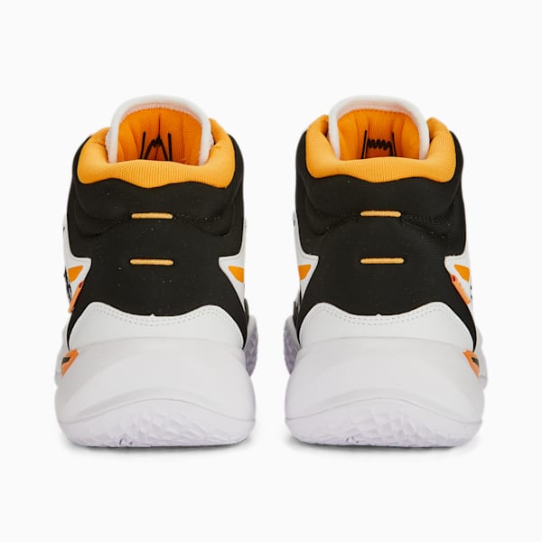 メンズ バスケットボール プレイメーカー プロ ミッド BLOCK PARTY バスケットボールシューズ, PUMA White-Clementine