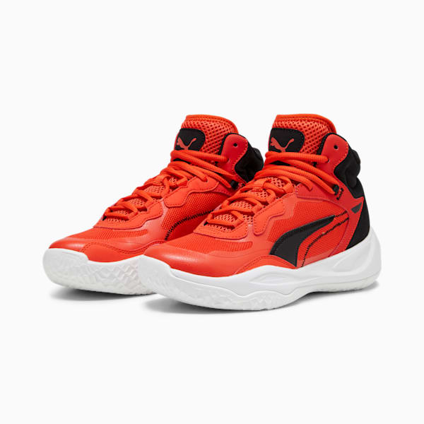 Tenis de baloncesto Playmaker Pro Mid Big Kids', Red Blast-Fiery Red, extralarge