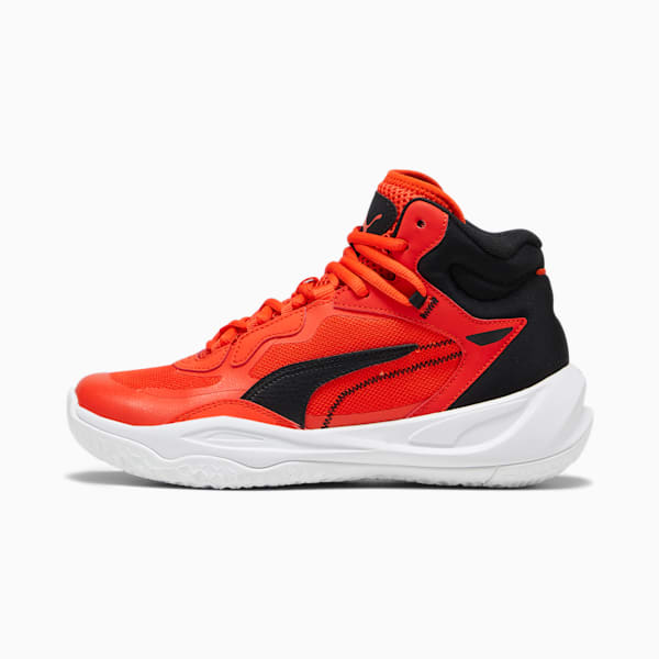 Tenis de baloncesto Playmaker Pro Mid Big Kids', Red Blast-Fiery Red, extralarge