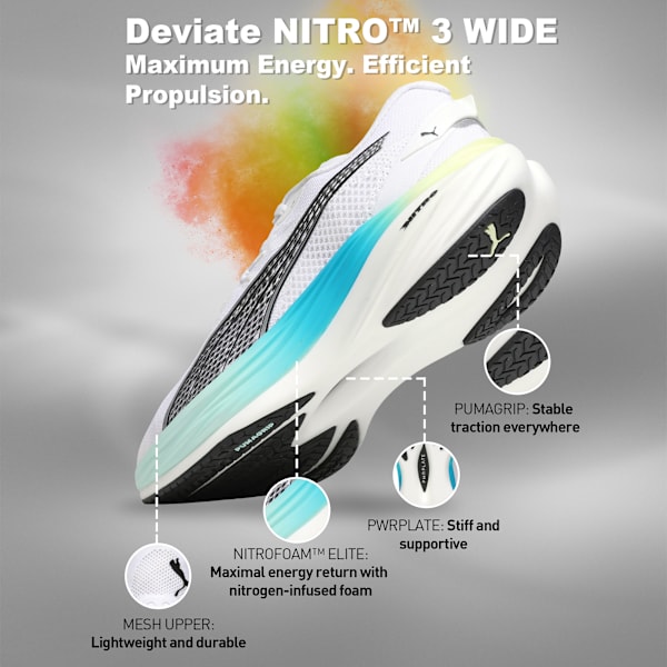 Deviate NITRO™ 3 WIDE Men's Running Shoes, PUMA White-Speed Blue, extralarge-IND