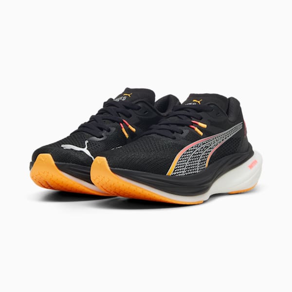 Deviate NITRO™ 3 WIDE Women's Running Shoes, PUMA Black-Sunset Glow-Sun Stream, extralarge