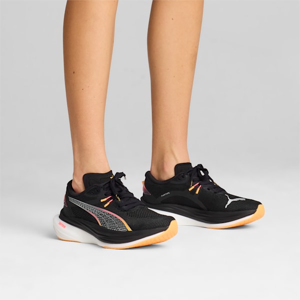 Deviate NITRO™ 3 WIDE Women's Running Shoes, PUMA Black-Sunset Glow-Sun Stream, extralarge