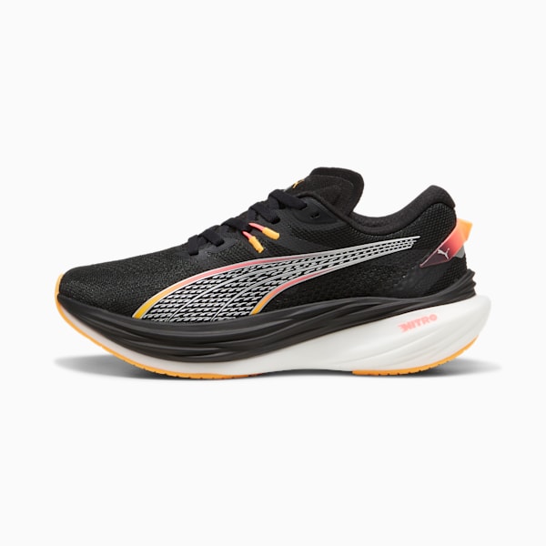 Deviate NITRO™ 3 WIDE Women's Running Shoes, PUMA Black-Sunset Glow-Sun Stream, extralarge