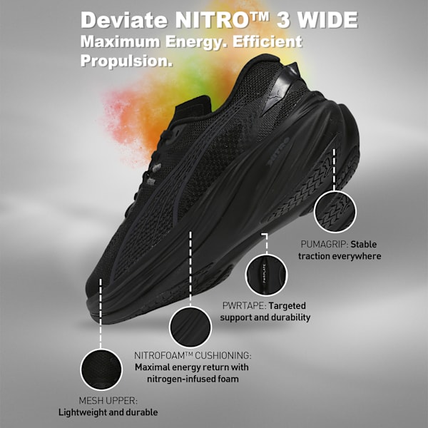 Deviate NITRO™ 3 WIDE Women's Running Shoes, PUMA Black, extralarge-IND