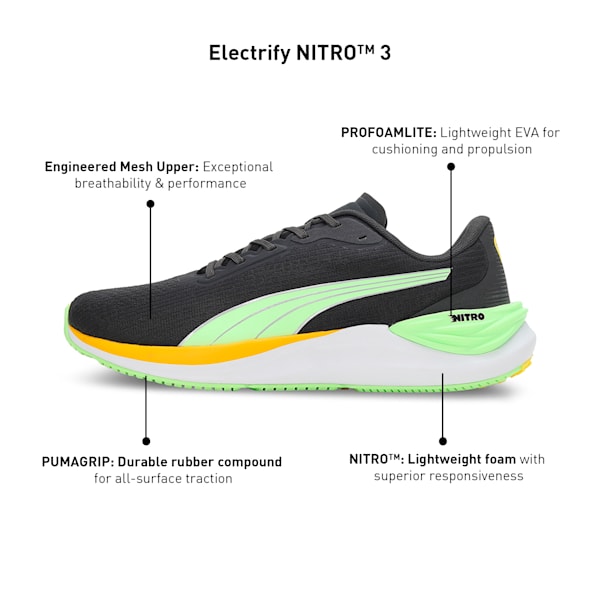 Electrify NITRO™ 3 Men's Running Shoes, PUMA Black-Speed Green, extralarge-IND
