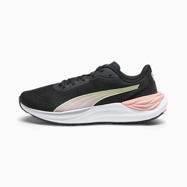 Tenis para correr Electrify NITRO 3 para mujer, PUMA Black-Peach Smoothie-Speed Green, extralarge