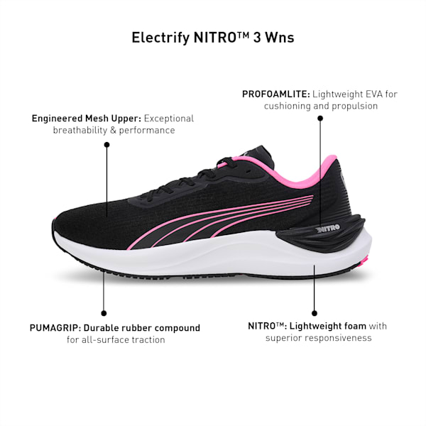 Electrify NITRO™ 3 Women's Running Shoes, PUMA Black-Poison Pink, extralarge-IND