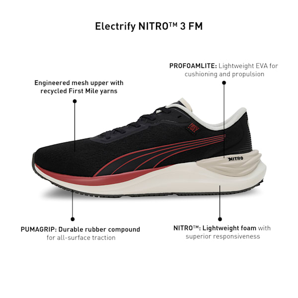 PUMA x First Mile Electrify NITRO™ 3 Men's Running Shoes, PUMA Black-Astro Red-Alpine Snow, extralarge-IND