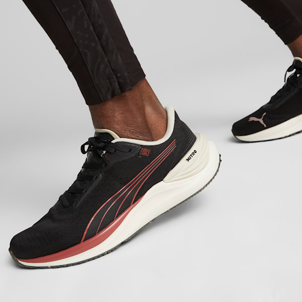 PUMA x First Mile Electrify NITRO 3 Men's Running Shoes, PUMA Black-Astro Red-Alpine Snow, extralarge-IND