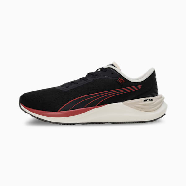 PUMA x First Mile Electrify NITRO 3 Men's Running Shoes, PUMA Black-Astro Red-Alpine Snow, extralarge-IND