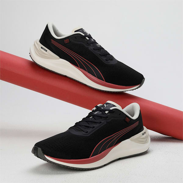 PUMA x First Mile Electrify NITRO 3 Men's Running Shoes, PUMA Black-Astro Red-Alpine Snow, extralarge-IND