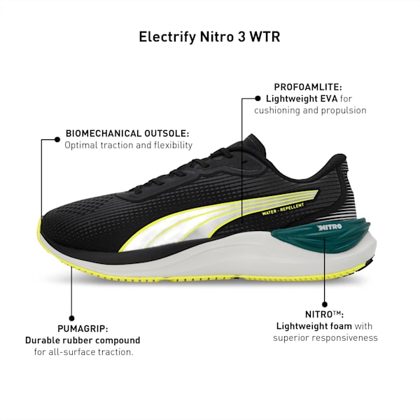 Electrify NITRO 3 WTR Men's Running Shoes, PUMA Black-Yellow Burst-Malachite, extralarge-IND