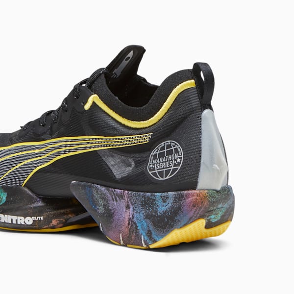 Fast-R NITRO Elite 'Marathon Series' Men's Running Shoes, PUMA Black-Yellow Blaze-Strawberry Burst, extralarge-GBR