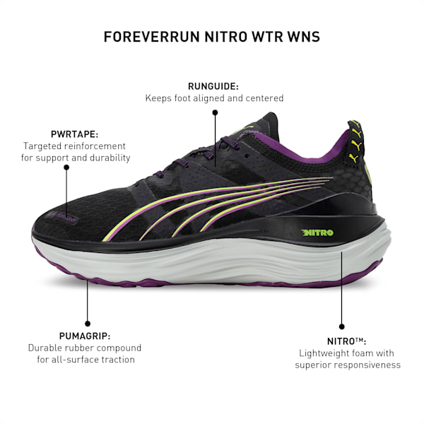 ForeverRun NITRO™ WTR Women's Running Shoes, PUMA Black-Purple Pop-Yellow Burst, extralarge-IND