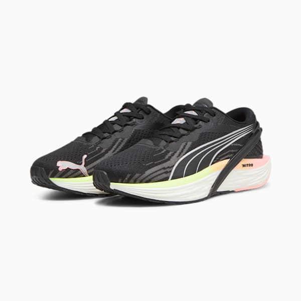 ウィメンズ ランダブルエックス ニトロ 2 ランニングシューズ, PUMA Black-Koral Ice-Speed Green-PUMA Silver, extralarge-JPN