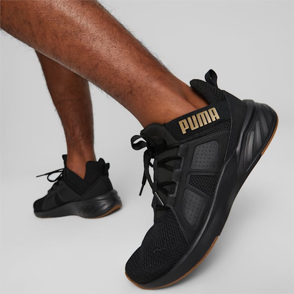 Contempt Demi Remix Mesh Men's Running Shoes, PUMA Black-Gold-Gum, extralarge