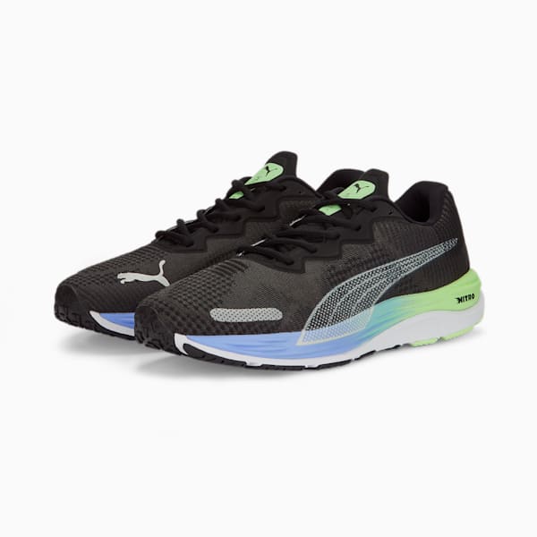 Velocity Nitro 2 Fade Men's Running Shoes, PUMA Black-Elektro Purple-PUMA Silver, extralarge-IND