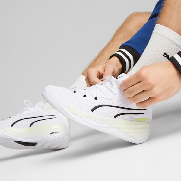 All-Pro NITRO Unisex Basketball Shoes, PUMA White-Lime Squeeze, extralarge-IND