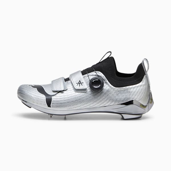 PUMA x ALEX TOUSSAINT PWR Spin Unisex Indoor Cycling Shoes, Matte Silver-PUMA Black, extralarge-IND