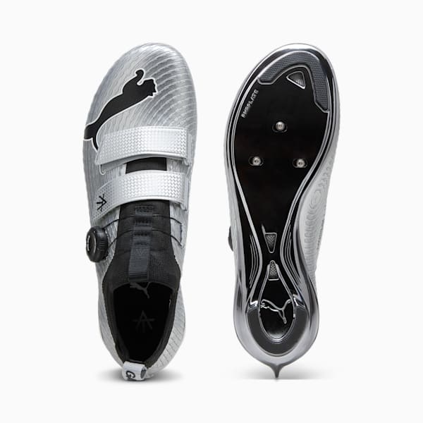 PUMA x ALEX TOUSSAINT PWR Spin Unisex Indoor Cycling Shoes, Matte Silver-PUMA Black, extralarge-IND