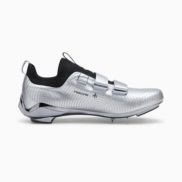 PUMA x ALEX TOUSSAINT PWR Spin Unisex Indoor Cycling Shoes, Matte Silver-PUMA Black, extralarge-IND