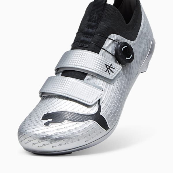 PUMA x ALEX TOUSSAINT PWR Spin Unisex Indoor Cycling Shoes, Matte Silver-PUMA Black, extralarge-IND