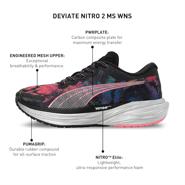 Deviate NITRO 2 'Marathon Series' Women's Running Shoes, PUMA Black-Strawberry Burst-Yellow Blaze, extralarge-IND