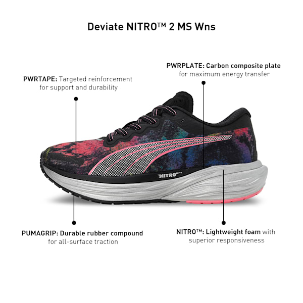 Deviate NITRO™ 2 'Marathon Series' Women's Running Shoes, PUMA Black-Strawberry Burst-Yellow Blaze, extralarge-IND