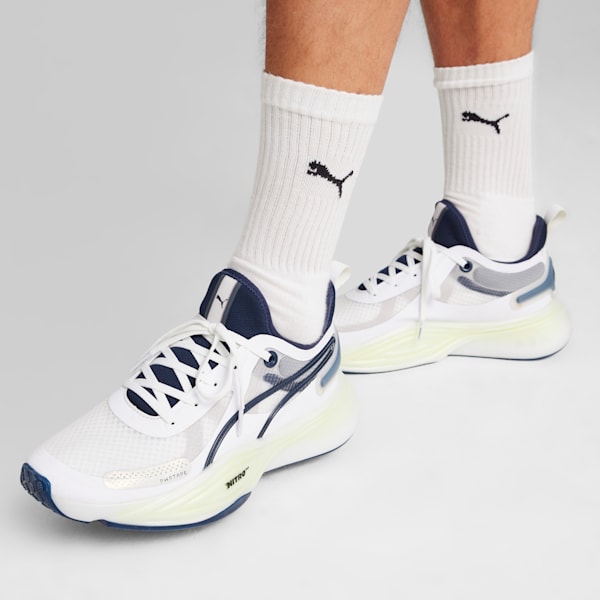 Tenis de entrenamiento PWR NITRO Squared para hombre, PUMA White-Club Navy, extralarge