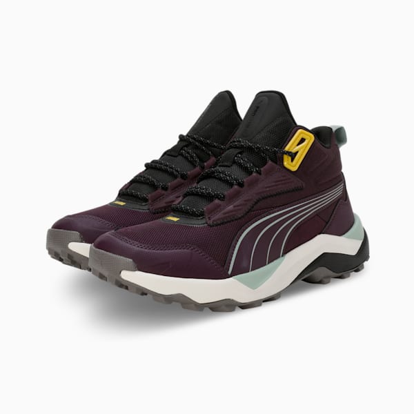 Obstruct Pro Mid Trail Running Shoes, Midnight Plum-Green Fog, extralarge-IND
