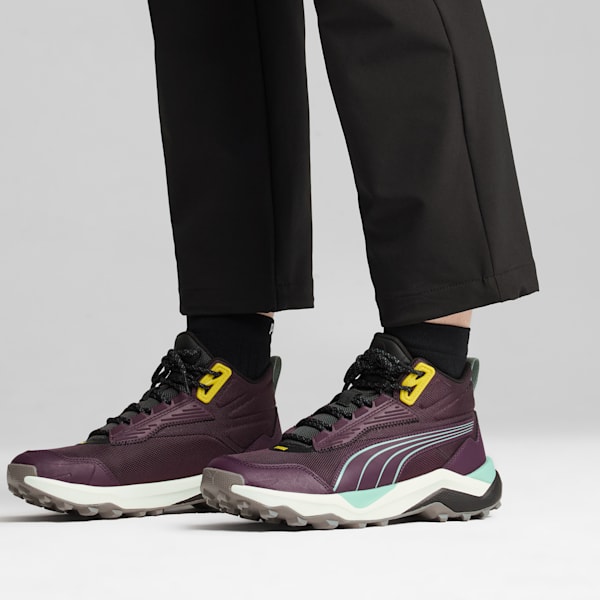 Obstruct Pro Mid Trail Running Shoes, Midnight Plum-Green Fog, extralarge-IND