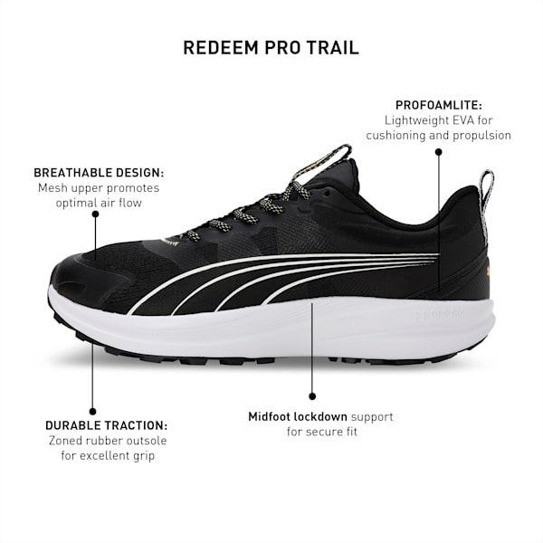 Redeem Pro Unisex Trail Running Shoes, PUMA Black-Yellow Blaze, extralarge-IND