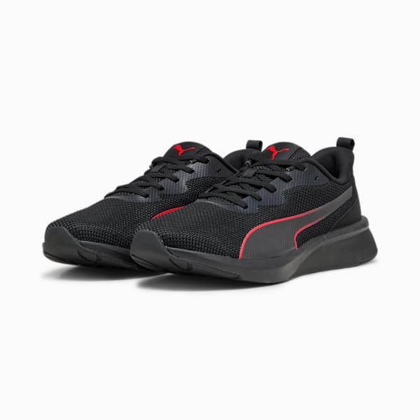 Flyer Lite Mesh Unisex Running Shoes, PUMA Black-For All Time Red, extralarge-IND