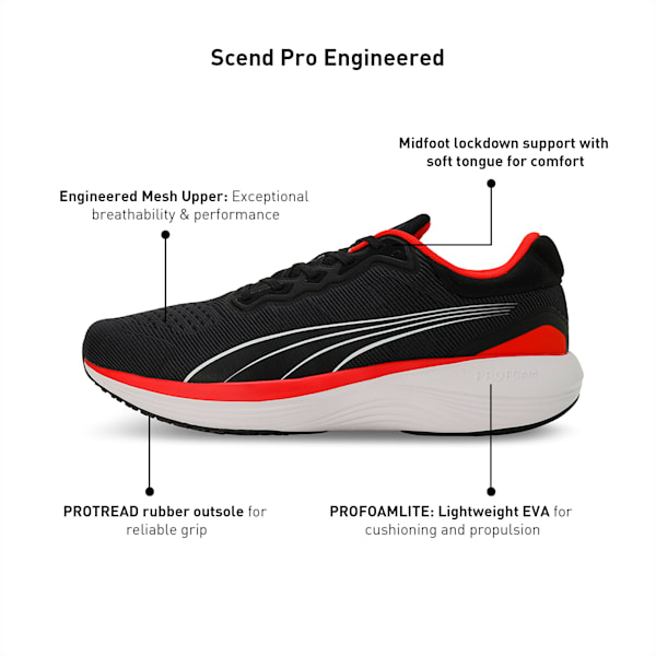 Scend Pro Engineered Unisex Running Shoes, PUMA Black-PUMA Red-PUMA White, extralarge-IND